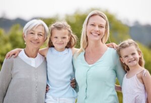Three generations of women and girls enjoying family health and wellbeing in Forest Lake QLD